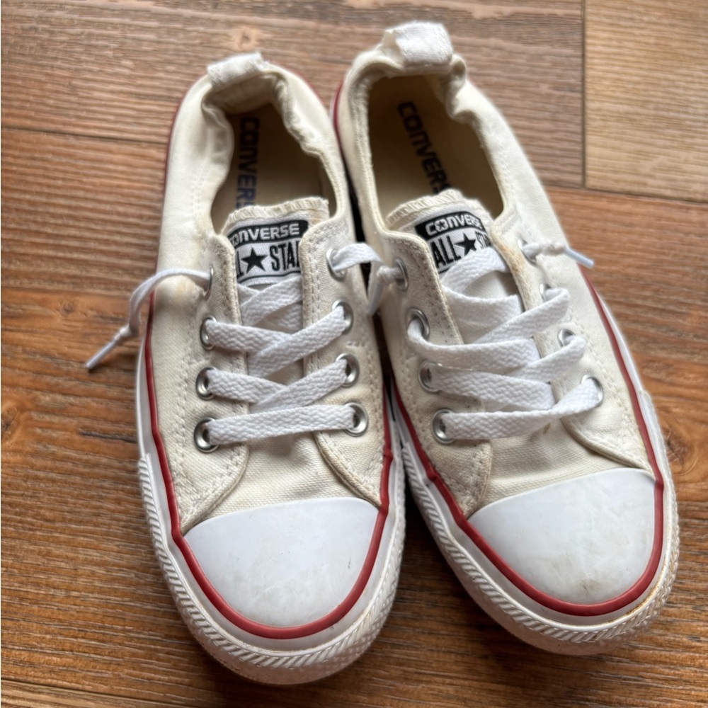 Women’s Cream Sneakers with Red Trim